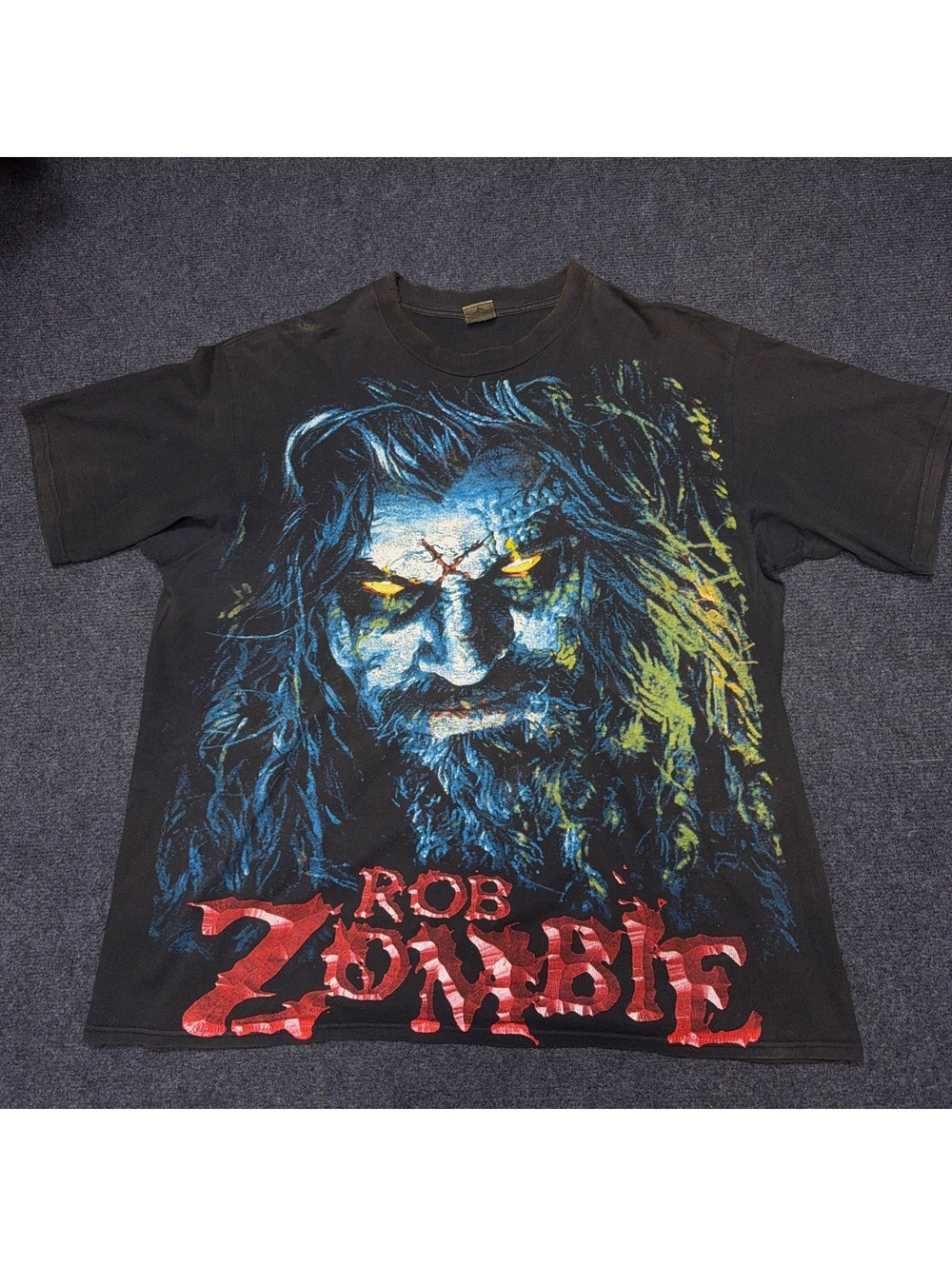 Vintage 90s Rob Zombie T Shirt XL Black Resurrection Giant Face Graphic
